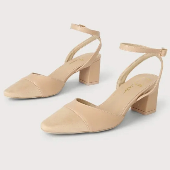 Lulus Shoes - Lulus Lelaya Light Nude Ankle Strap Pointed Toe Pumps